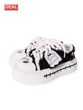 Y2K Goth Platform Canvas Sneakers Chunky Sole Punk Walking Shoes